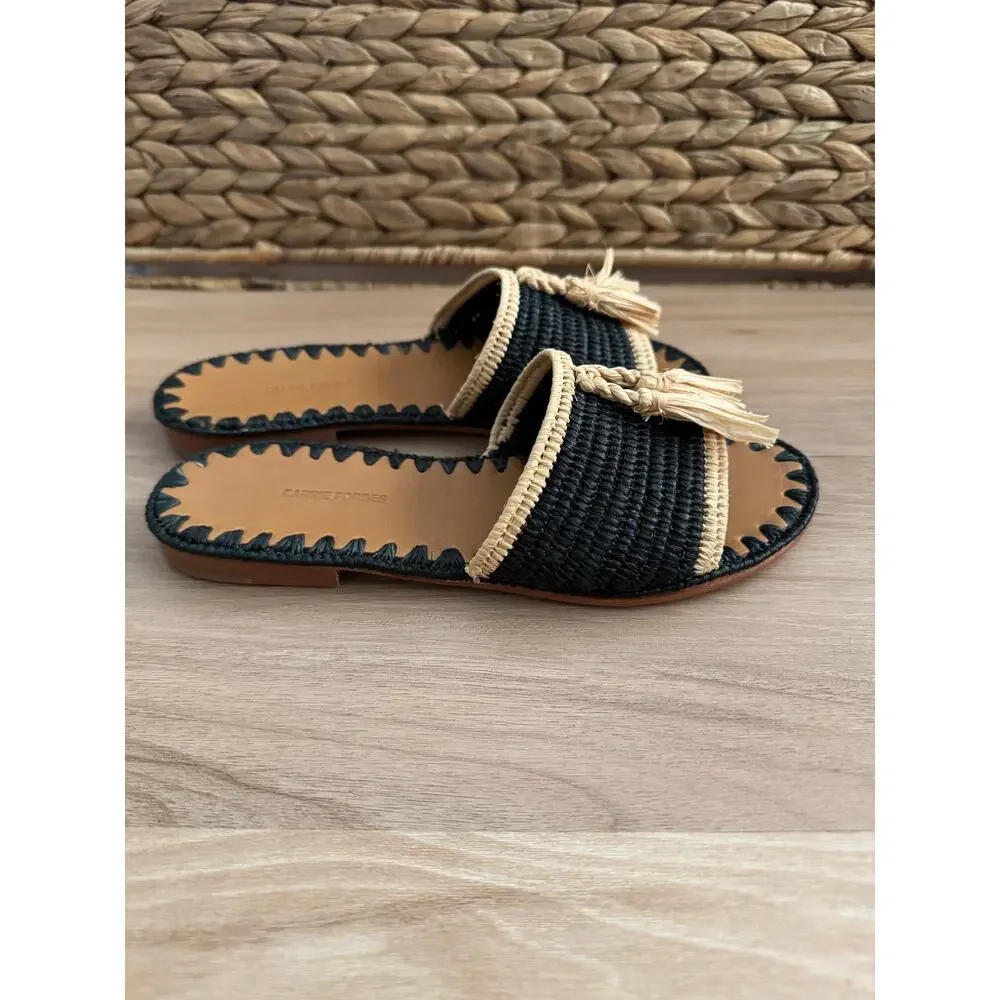 Carrie Forbes Adam Pom raffia Slide Sandals